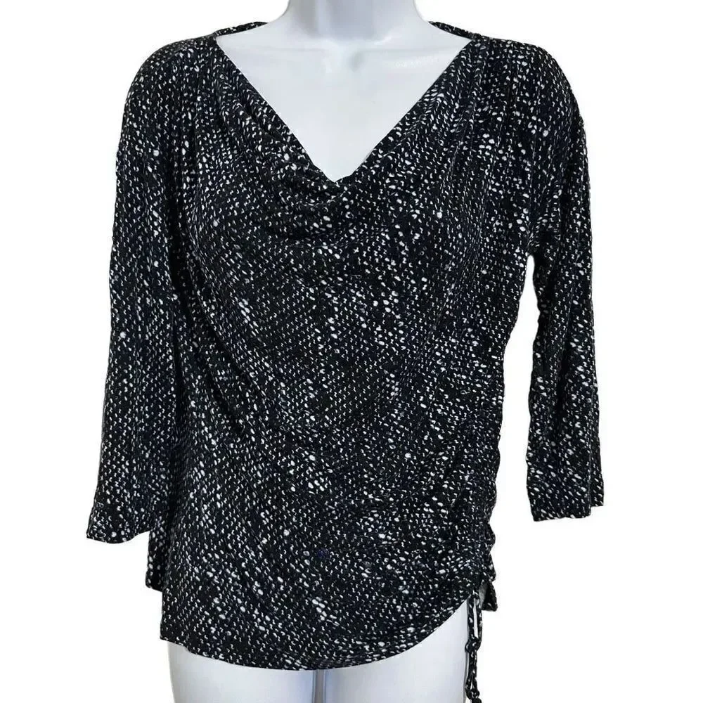 Michael Kors, black and gray, long sleeve blouse size PM or S. A572
